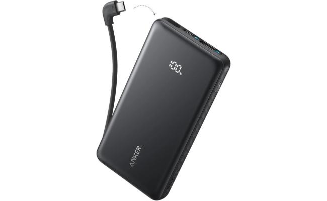Anker Zolo Powerbank 10000mAh 22.5W Fast Charging Power Bank with Built-in USB-C Cable - Black Color